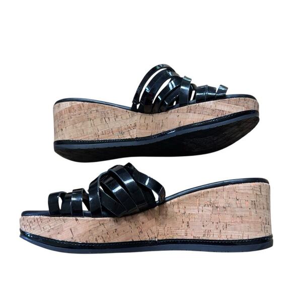 Donald J Pliner Womens Sheena 2 Cork Platform Wedge Sandals Black 6.5 M Coastal - Picture 8 of 11